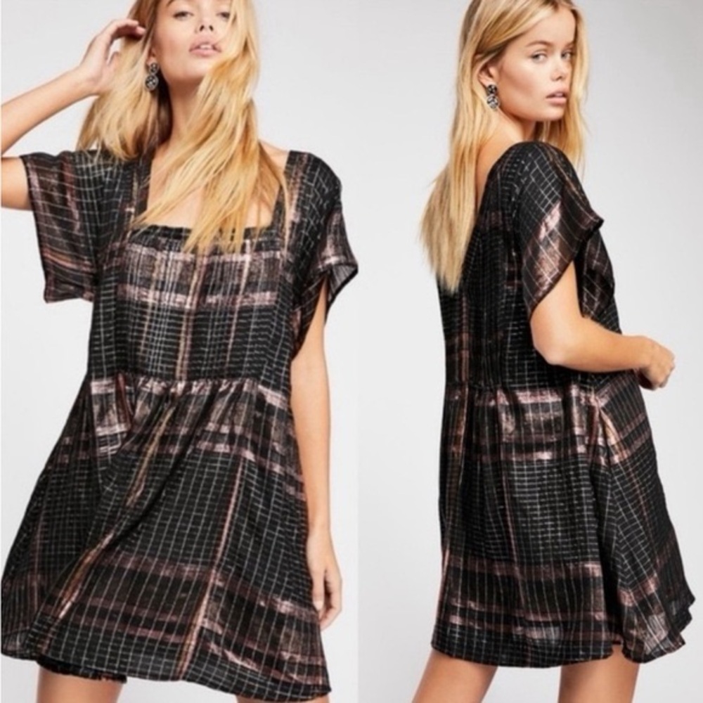 Free People Barcelona Plaid Mini Dress